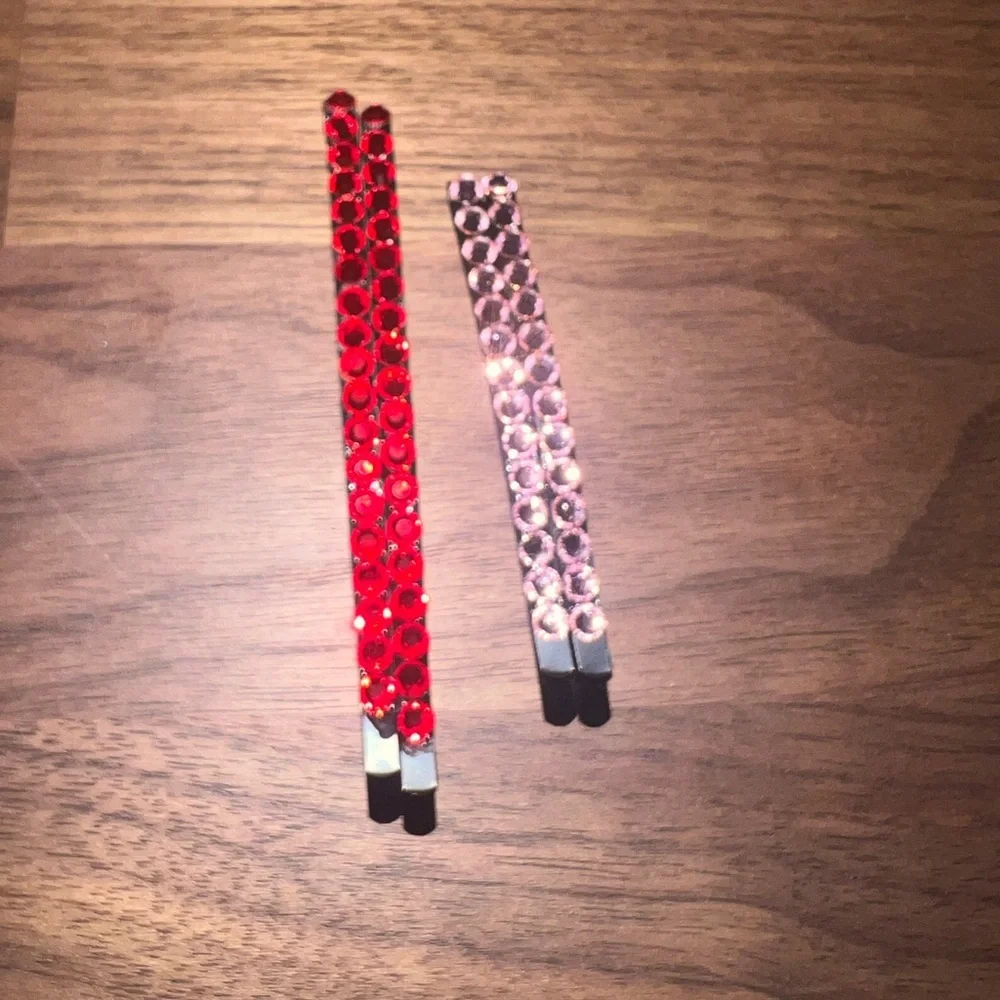 Bobby Pin Set-Austrian Crystals Red & Pink‎